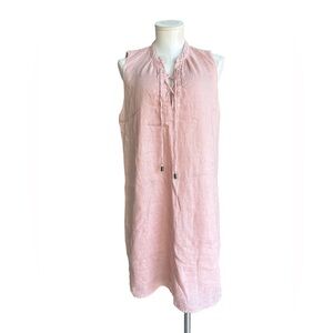 Maven West Linen Dress - cross tie front - Light peachy pink - Large